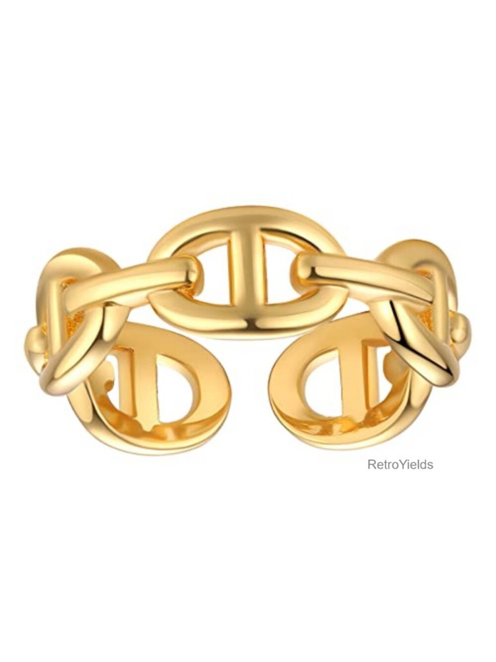 Gold Plated Sterling Silver Chain Link Ring Adjustable Stackable